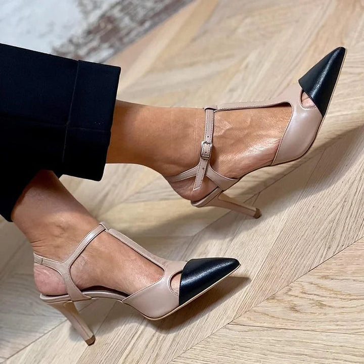 MIRELLA | Elegant Pointed Toe Two-Tone Court Shoe for a Sophisticated Style
