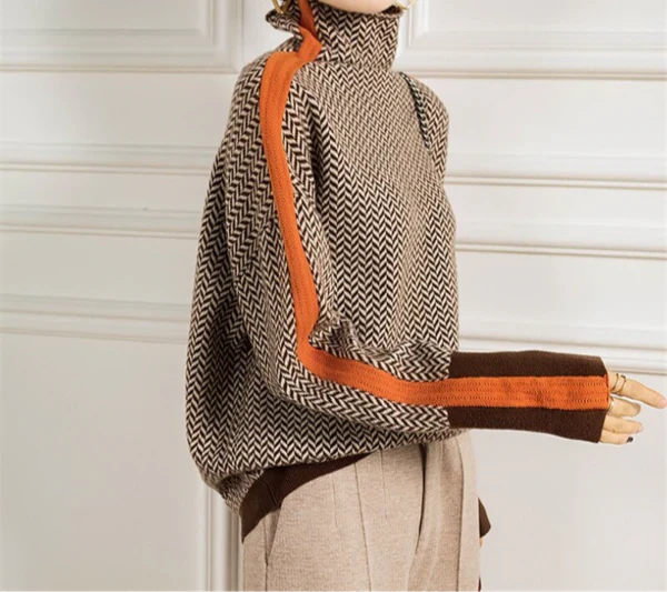 Emma | Herringbone Luxe Turtleneck