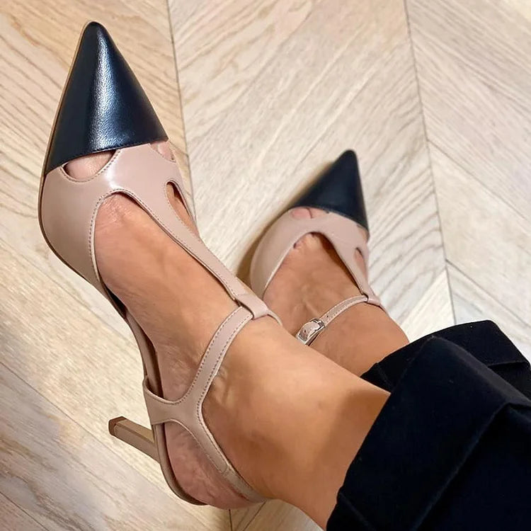 MIRELLA | Elegant Pointed Toe Two-Tone Court Shoe for a Sophisticated Style