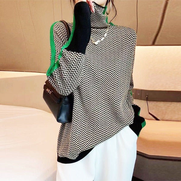 Emma | Herringbone Luxe Turtleneck