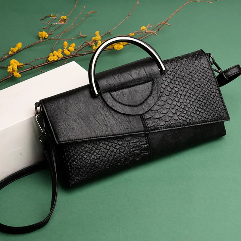 Structural Black Bag with Leather Look