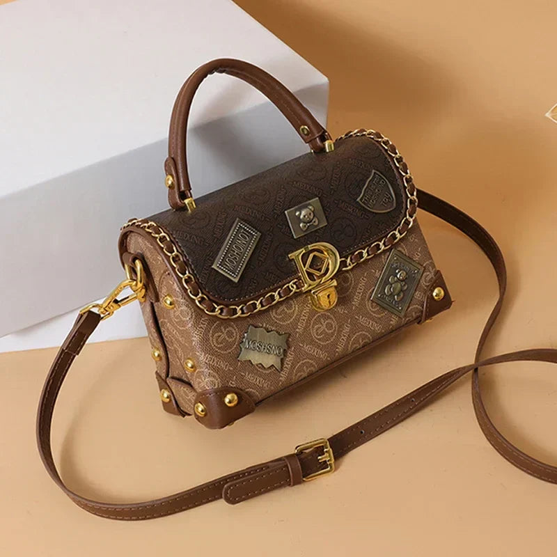 Retro Monogram Shoulder Bag with Gold Details Zelda™