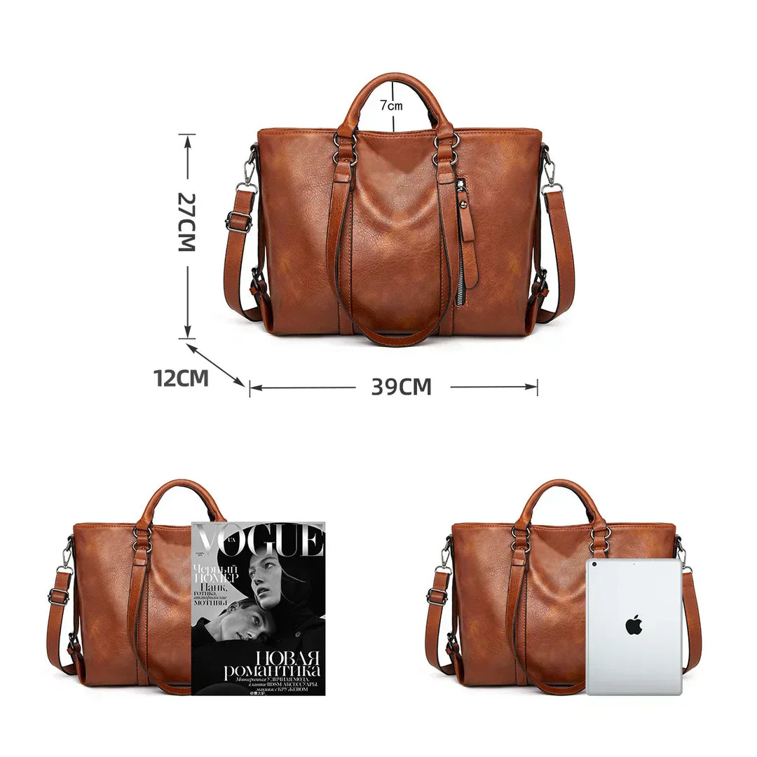Signe™ | Elegant Large Leather Shoulder Bag