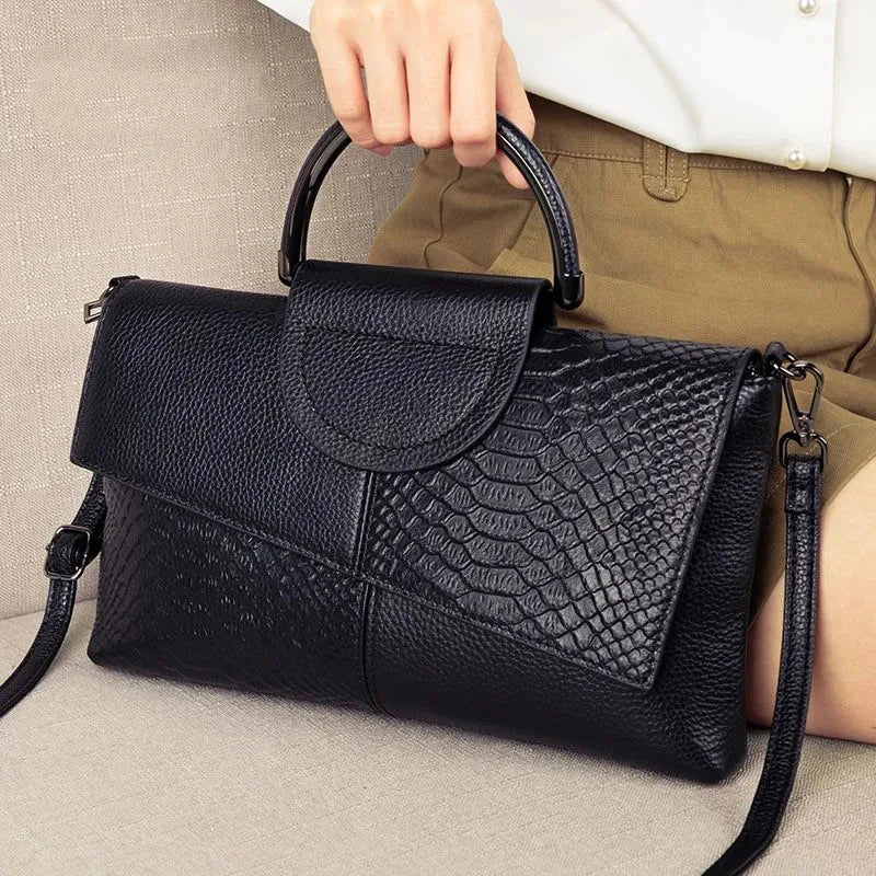 Structural Black Bag with Leather Look