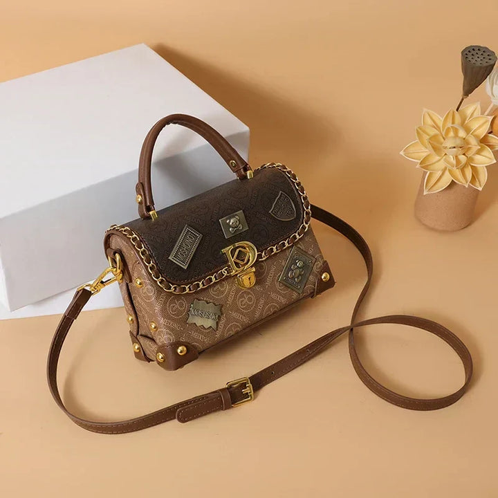 Retro Monogram Shoulder Bag with Gold Details Zelda™