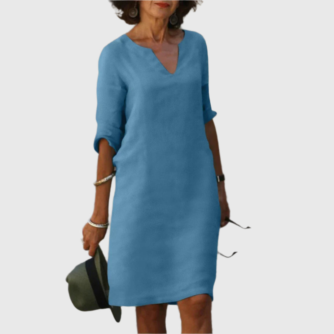 Deborah - Mini dress with V neckline and 3/4 sleeves