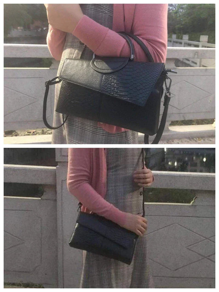 Structural Black Bag with Leather Look
