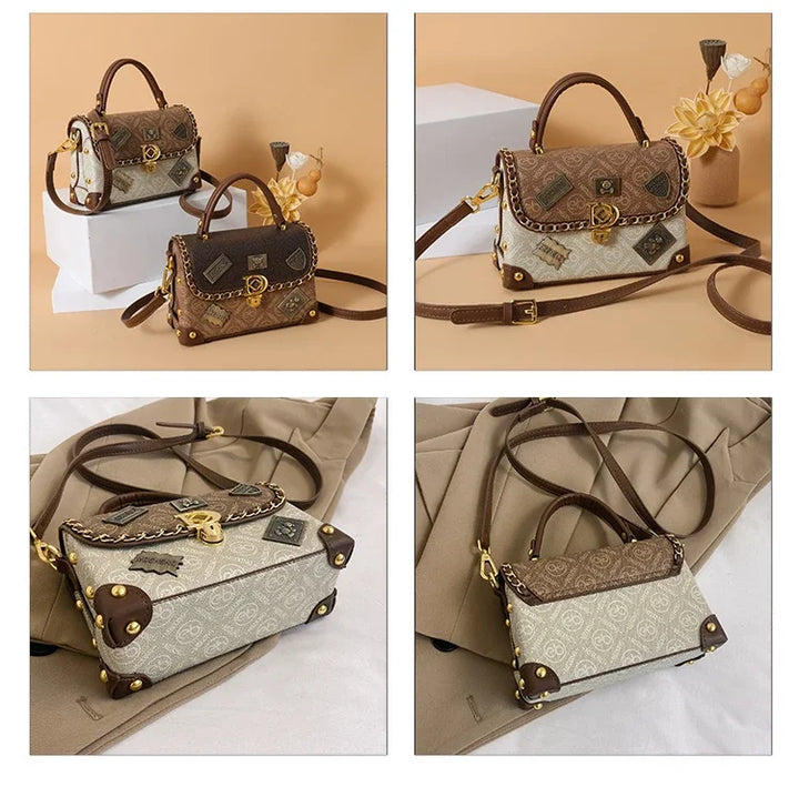 Retro Monogram Shoulder Bag with Gold Details Zelda™
