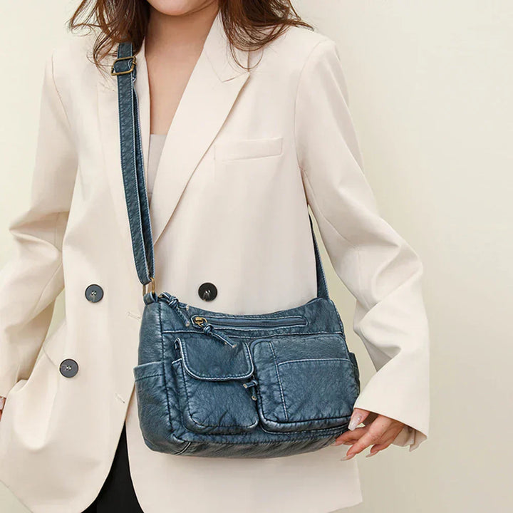 Lykke™ | Vintage Leather Shoulder Bag with Multiple Pockets