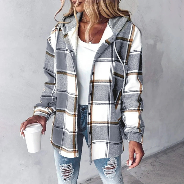 Mirelda - Cosy Plaid Hoodie Jacket