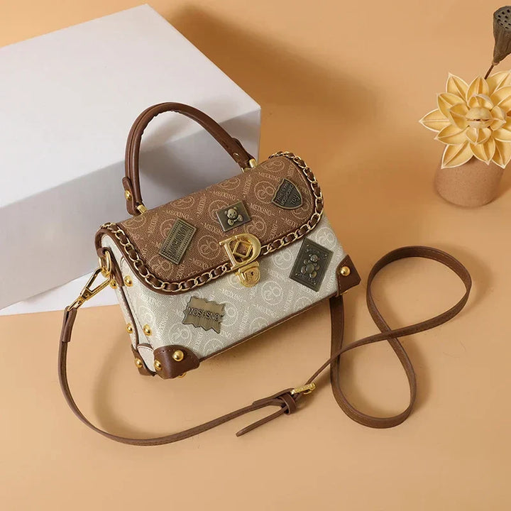 Retro Monogram Shoulder Bag with Gold Details Zelda™