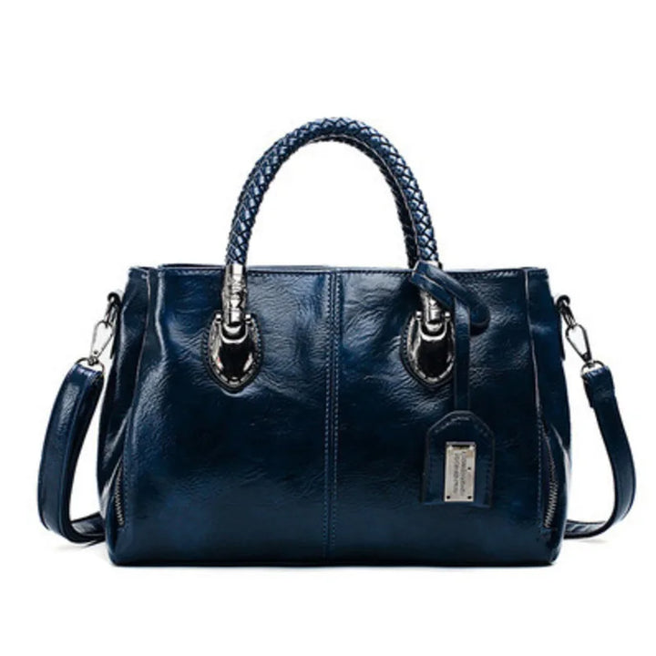 Pia™ | Elegant Leather Bag with Woven Handles