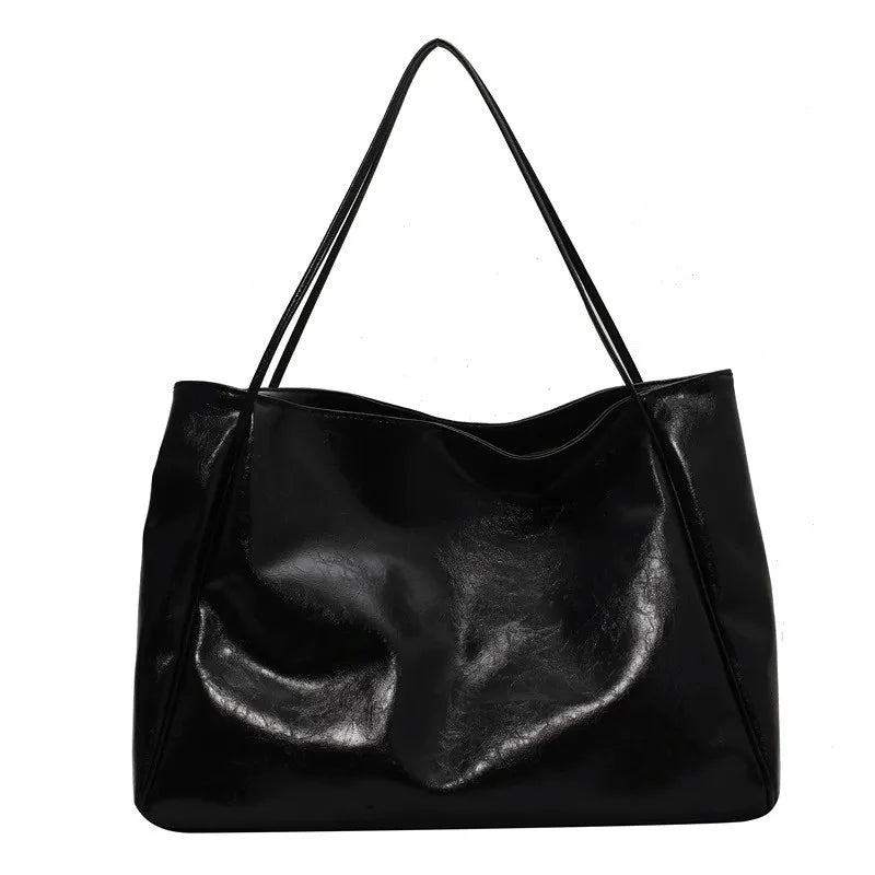 Elegant brown leather-look tote bag