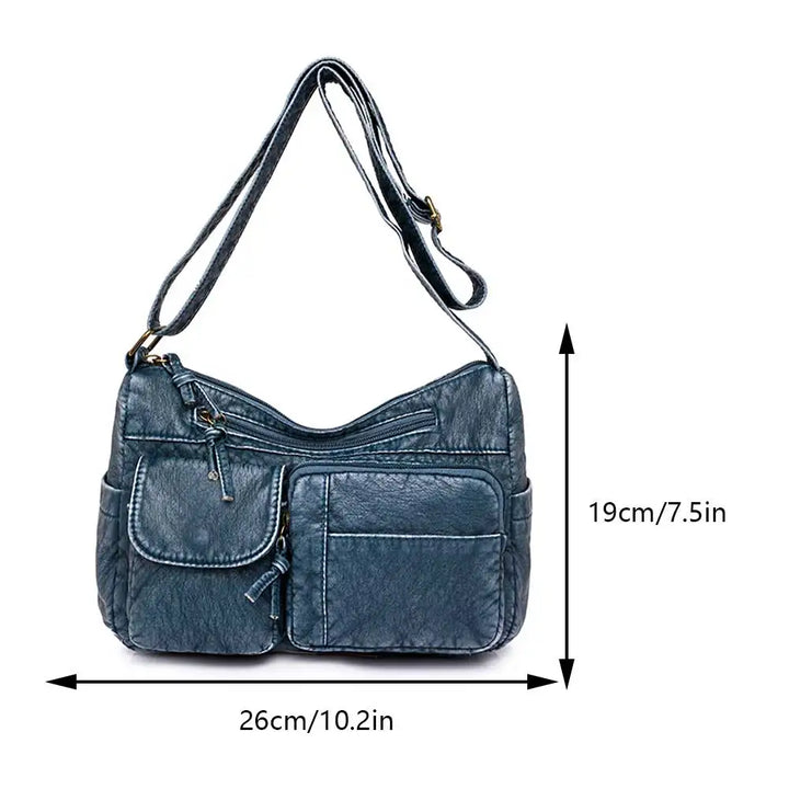 Lykke™ | Vintage Leather Shoulder Bag with Multiple Pockets