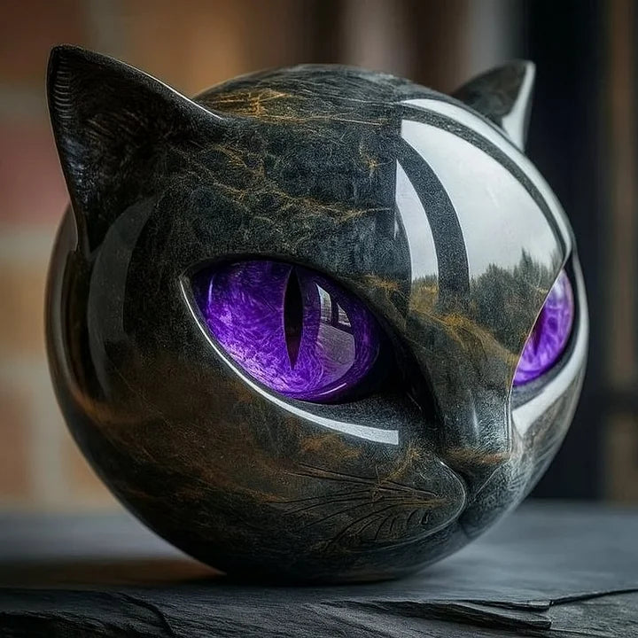 NyxCharm - Mystical Black Cat Head Sculpture
