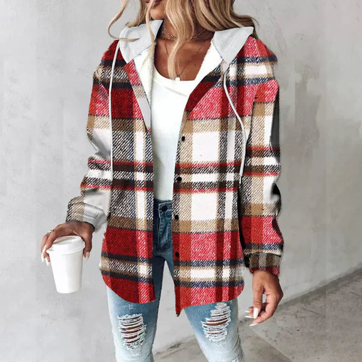 Mirelda - Cosy Plaid Hoodie Jacket